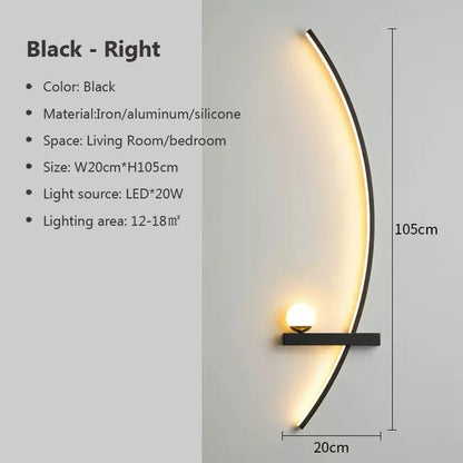 Modern LED Wall Lamp – Minimalist Art Design for Bedroom, Living Room, and Bathroom, Gold/Black